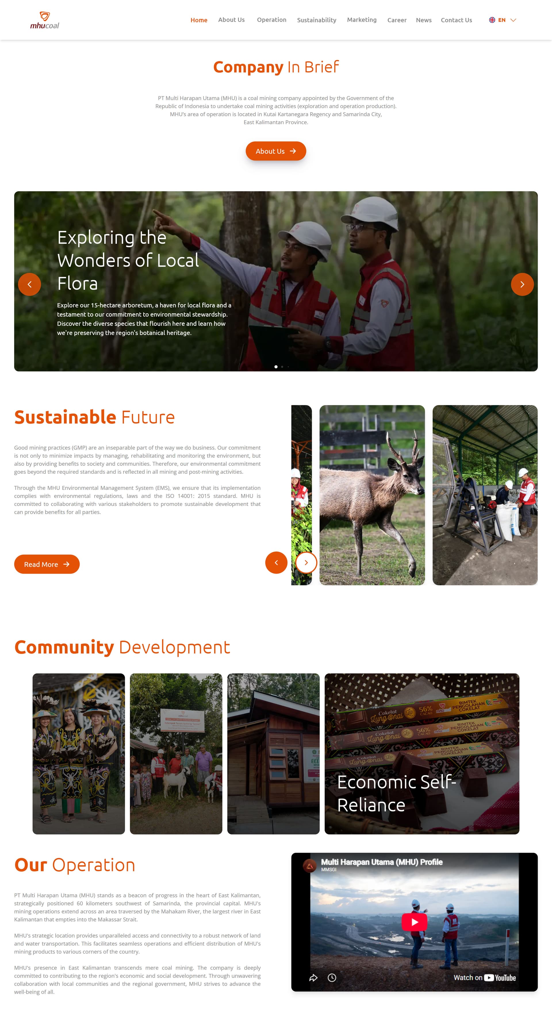 Tangkapan layar MHU Coal Website & CMS